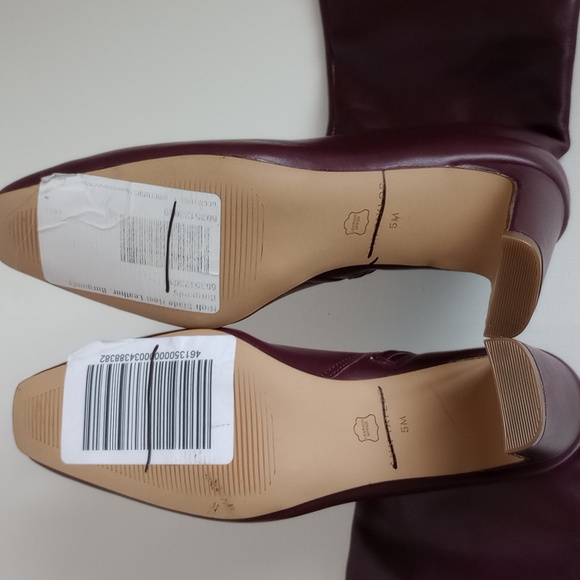 NWOT Ann Taylor High Blade Leather Knee Boots 3" heel Burgundy Oxblood 5 - Picture 9 of 9